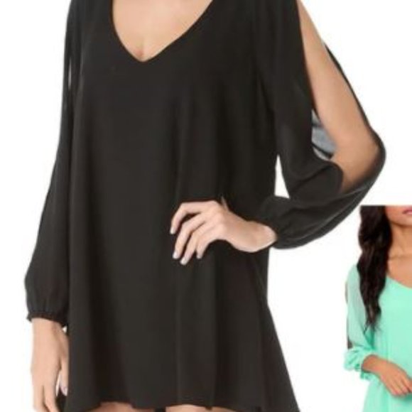 V-Neck Long Split Sleeve Mini Dress - Picture 5 of 5